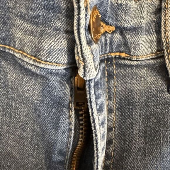 Free People High Rise Skinny Frayed Hem Jeans Distressed Medium Wash Size 27 - Picture 6 of 15